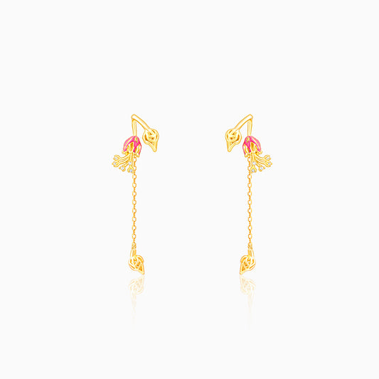 Golden Brahma Kamal Flower Danglers