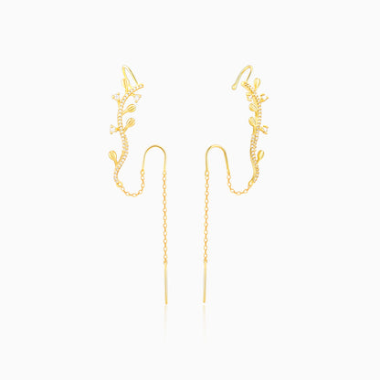 Golden Bell Mallow Floral Cuff Earrings