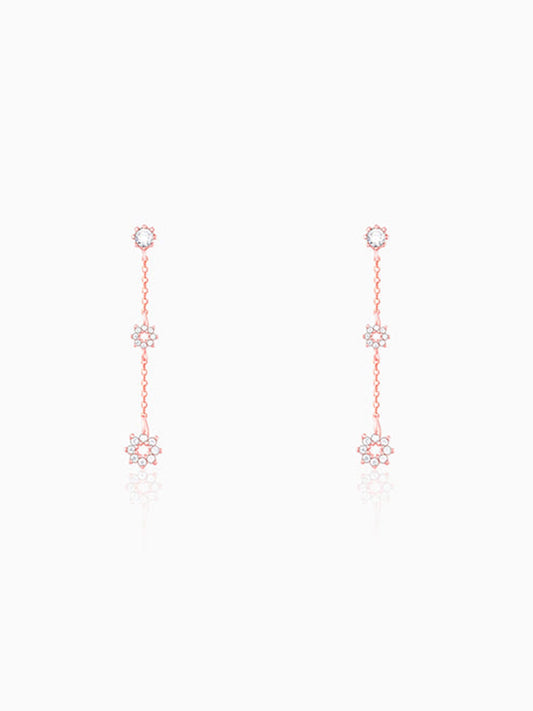 Rose Gold Flower Charm Earrings