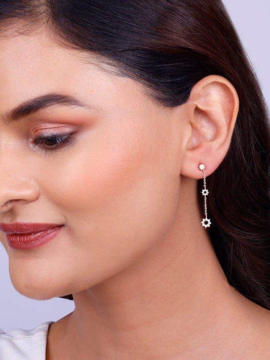 Rose Gold Flower Charm Earrings