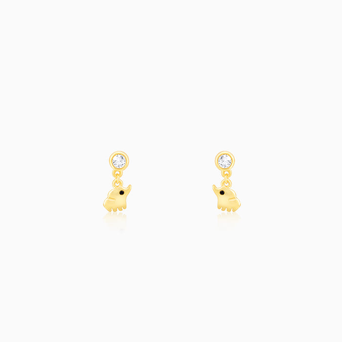 Golden Elephant Charm Earrings