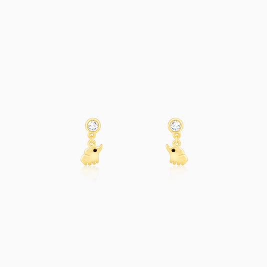Golden Elephant Charm Earrings
