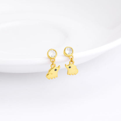 Golden Elephant Charm Earrings