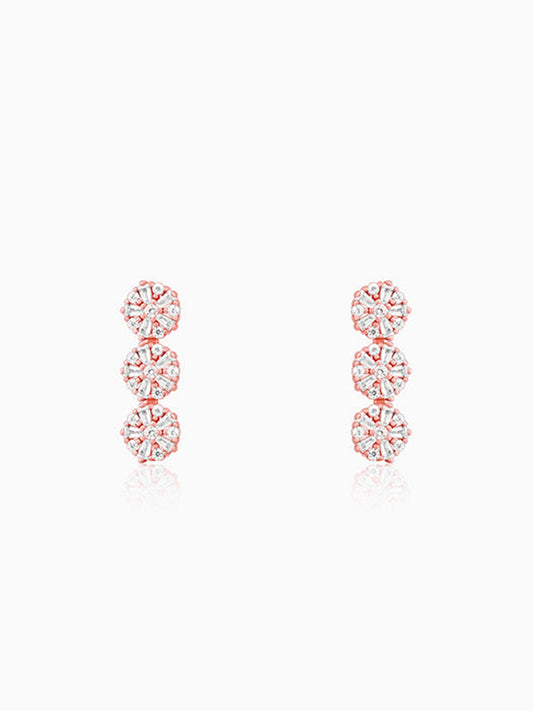 Rose Gold Studded Flower Earrings