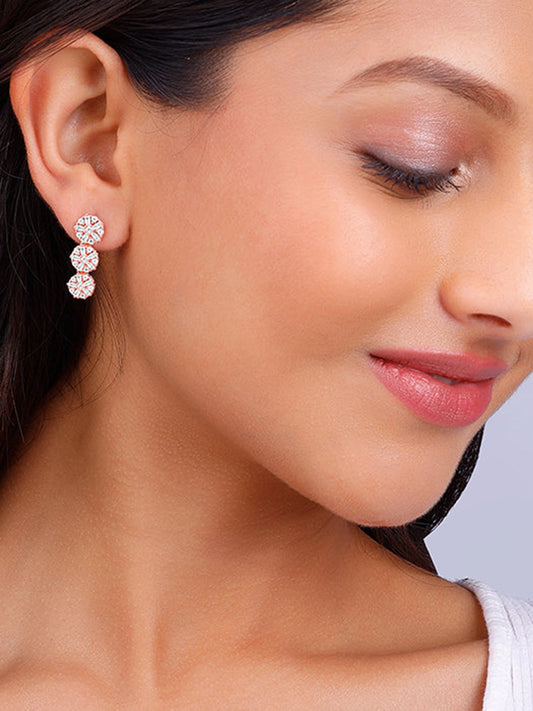 Rose Gold Studded Flower Earrings