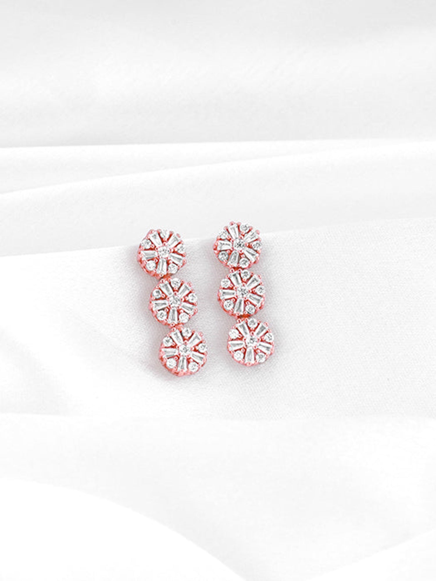 Rose Gold Studded Flower Earrings