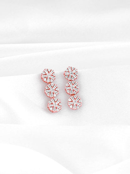Rose Gold Studded Flower Earrings