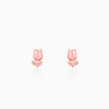 Rose Gold Pink Quartz Flower Earrings