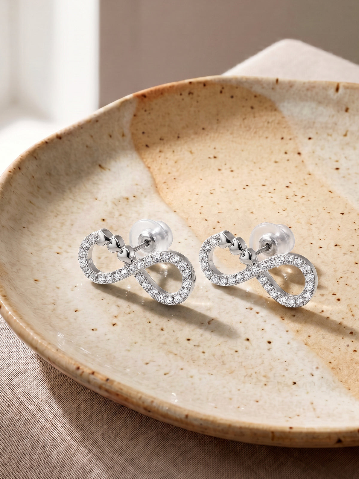 Silver Infinity Heart Earrings