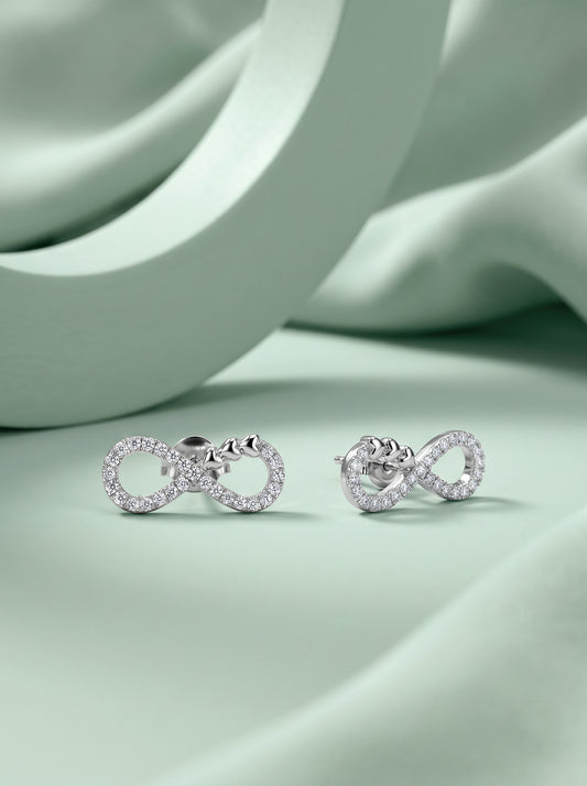 Silver Infinity Heart Earrings
