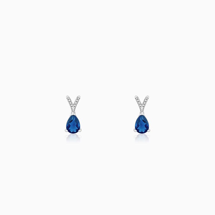 Silver Midnight Blue Earrings