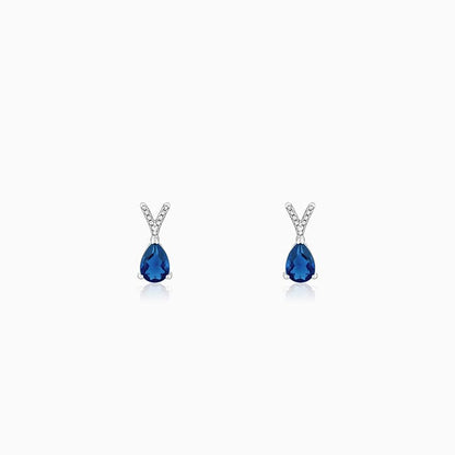 Silver Midnight Blue Earrings