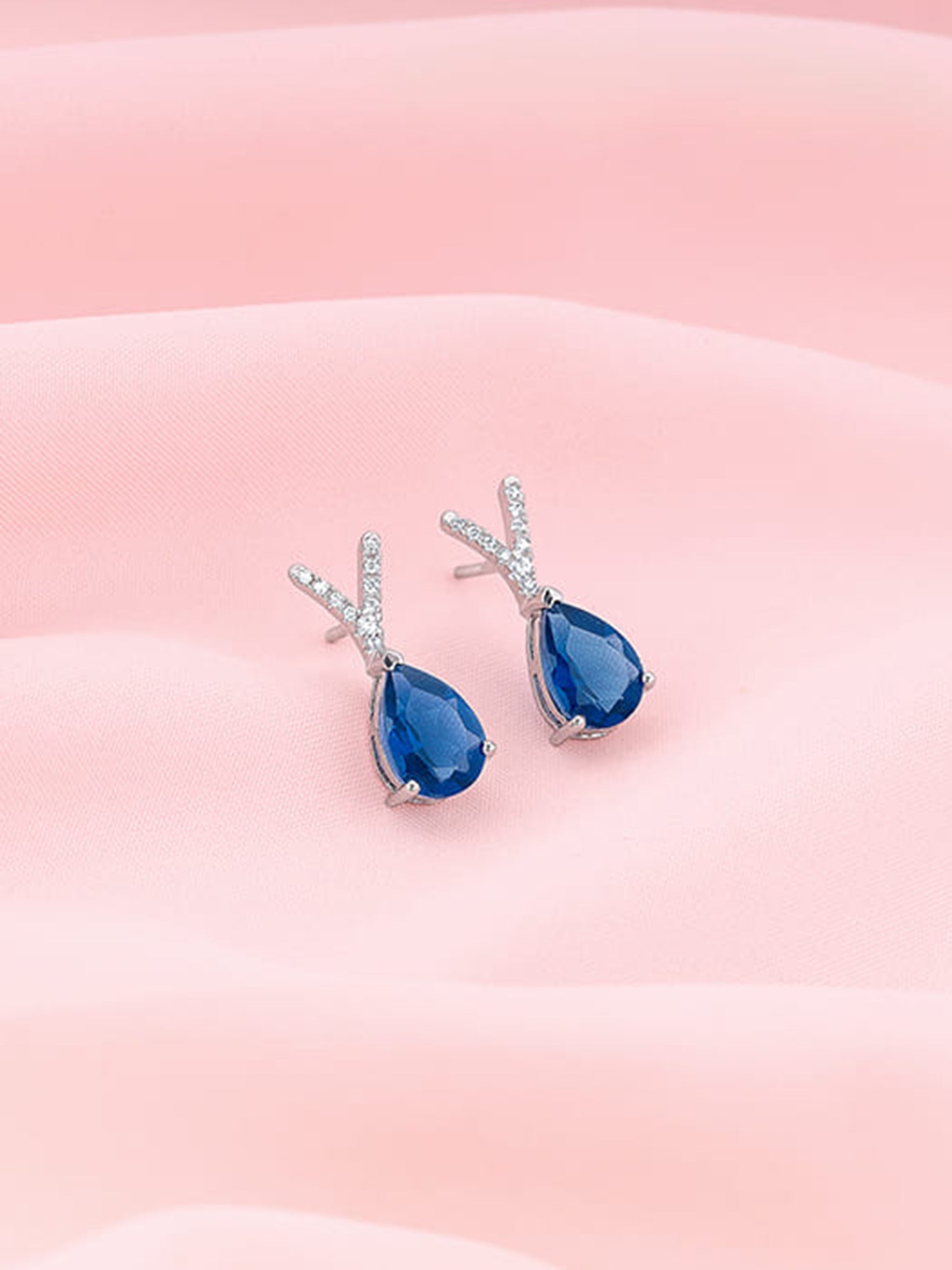Silver Midnight Blue Earrings