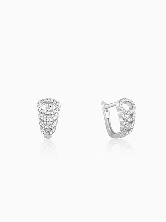 Silver Zircon Elegant Loop Earrings