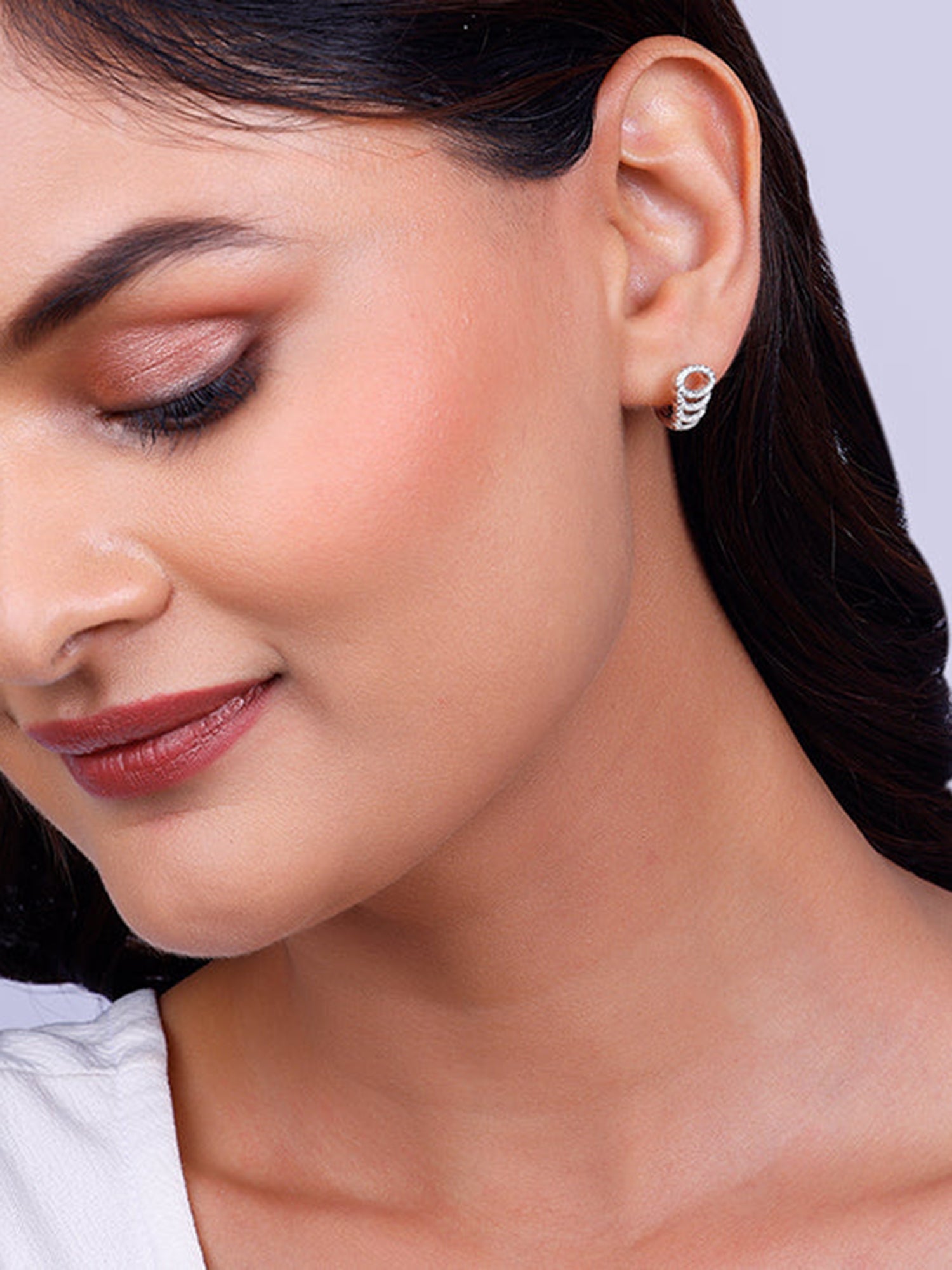 Silver Zircon Elegant Loop Earrings