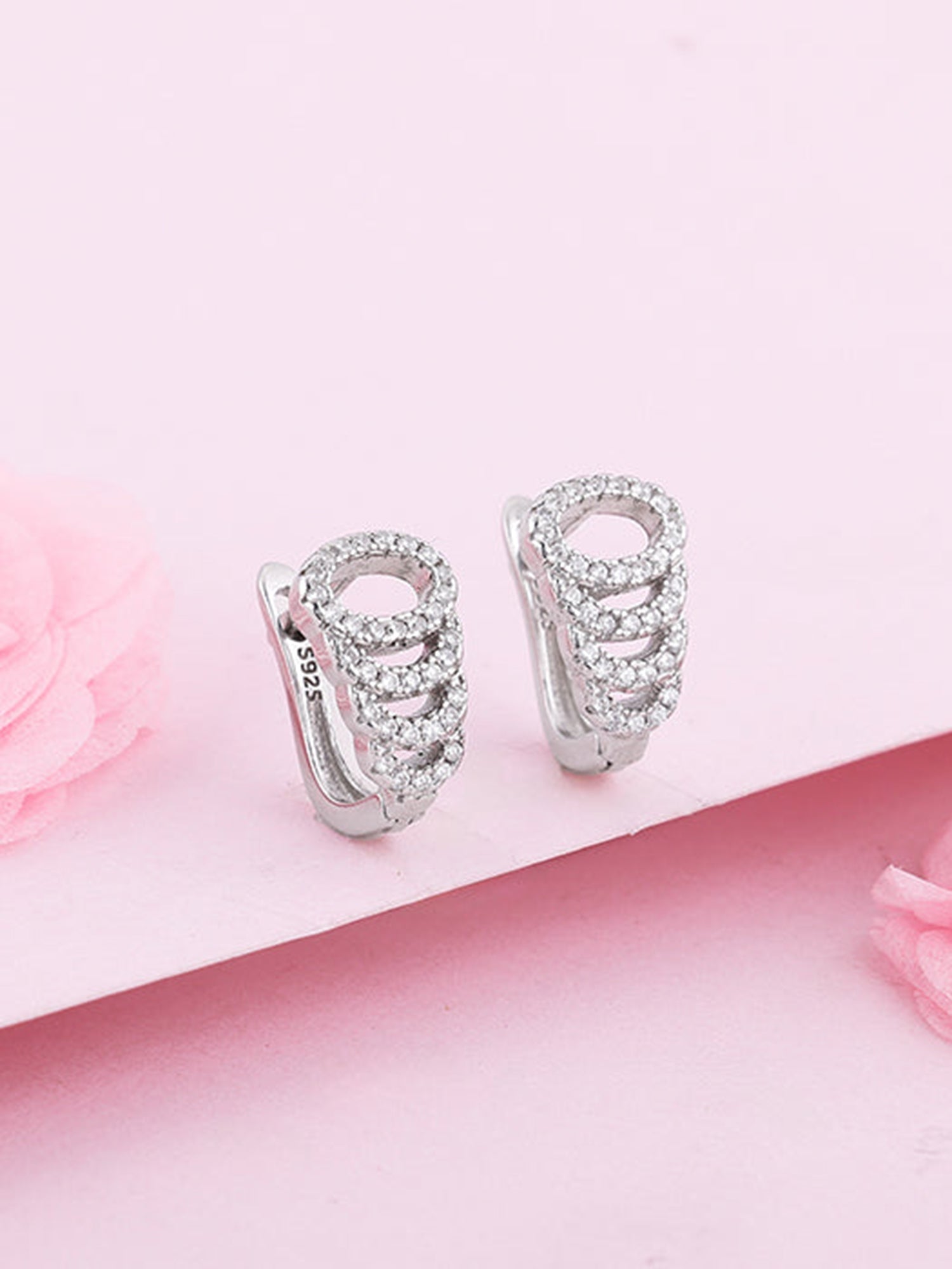 Silver Zircon Elegant Loop Earrings