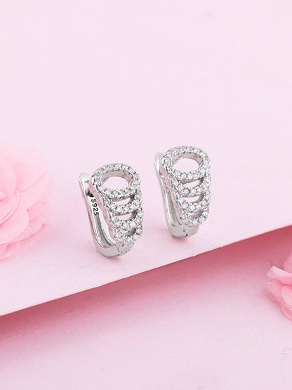 Silver Zircon Elegant Loop Earrings
