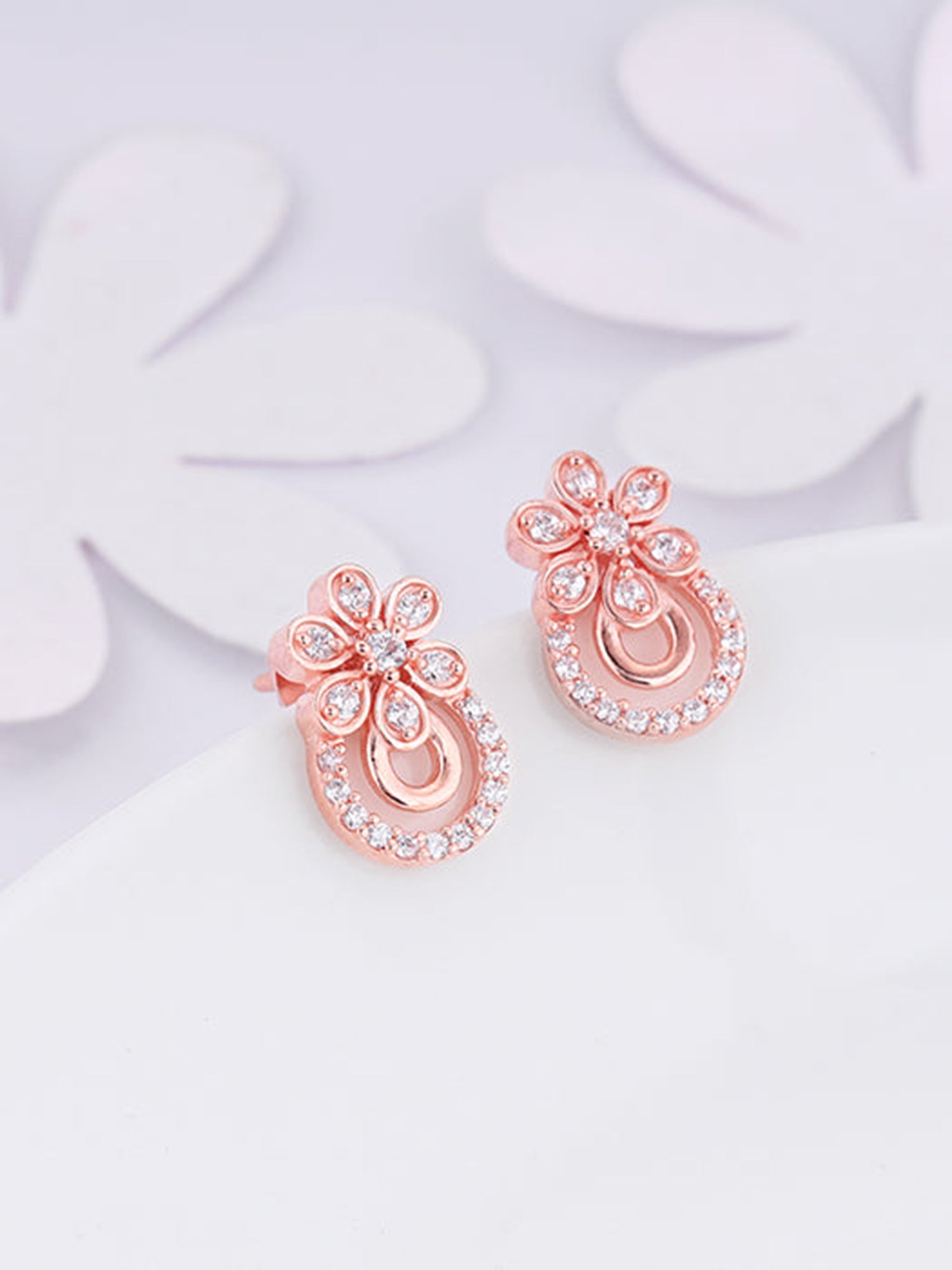 Rose Gold Floral Arch Earrings