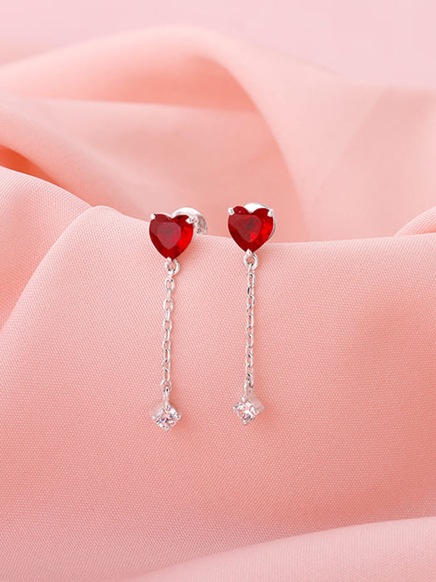Silver Heart Drop Danglers