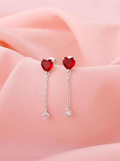 Silver Heart Drop Danglers