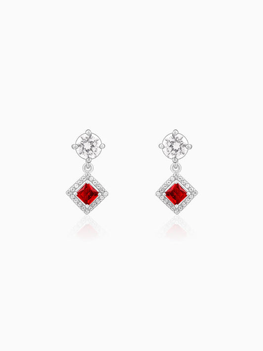 Silver Princess in Red Earrings