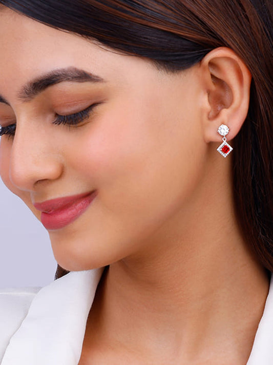 Silver Princess in Red Earrings