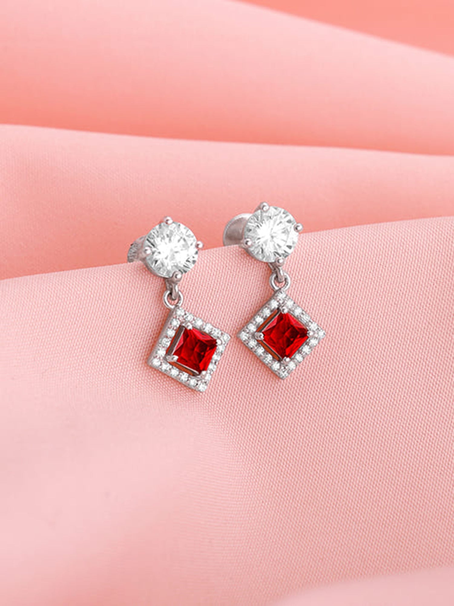 Silver Princess in Red Earrings
