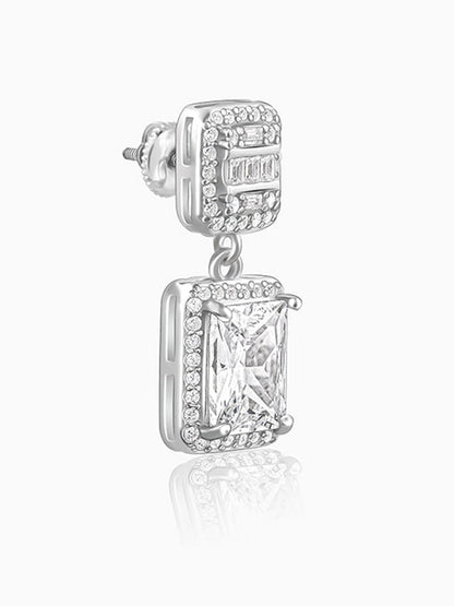 Silver Zircon Bold Baguette Earrings