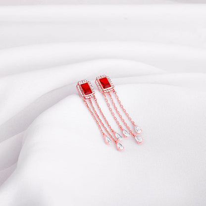 Rose Gold Raining Love Earrings