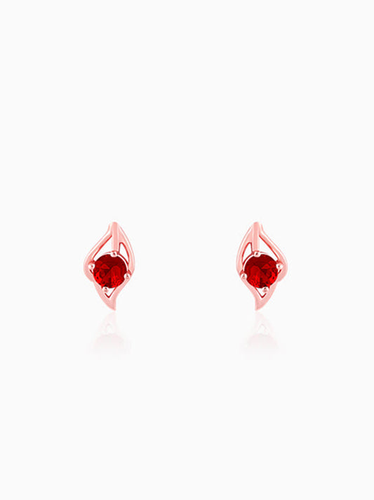 Rose Gold Falling Dew in Red Earrings