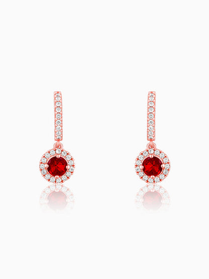 Rose Gold Red Drizzle Drop Earrings