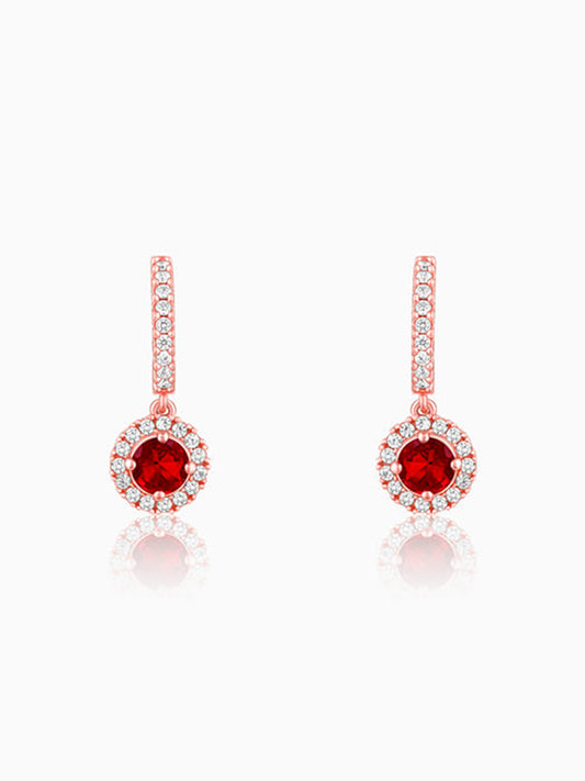 Rose Gold Red Drizzle Drop Earrings