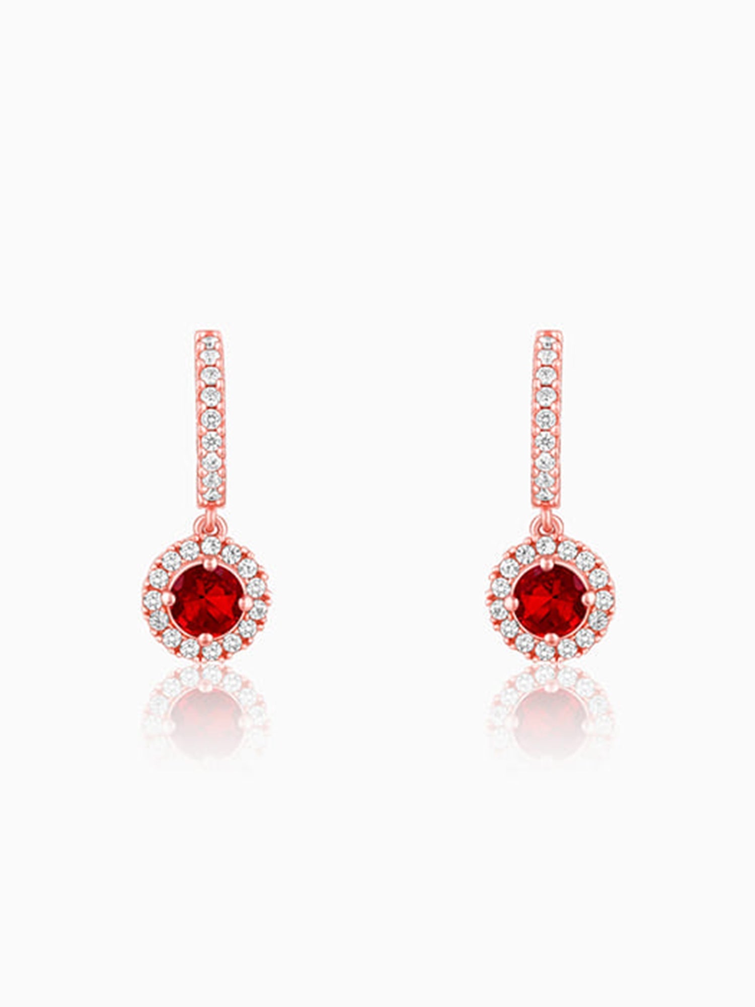Rose Gold Red Drizzle Drop Earrings