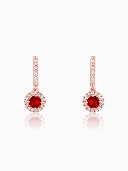 Rose Gold Red Drizzle Drop Earrings