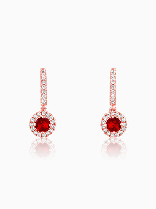 Rose Gold Red Drizzle Drop Earrings