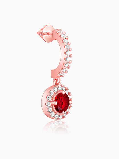 Rose Gold Red Drizzle Drop Earrings
