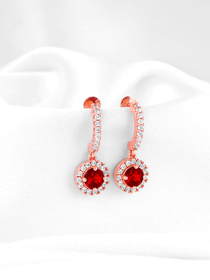 Rose Gold Red Drizzle Drop Earrings