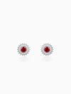 Silver Zircon Ruby Sunshine Studs