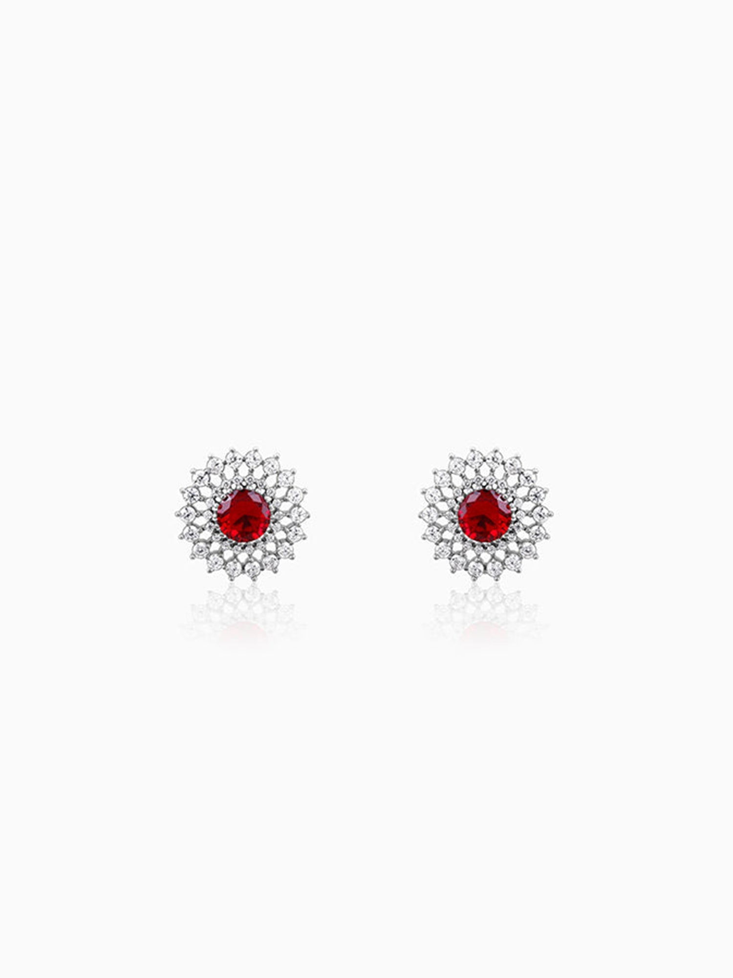 Silver Zircon Ruby Sunshine Studs