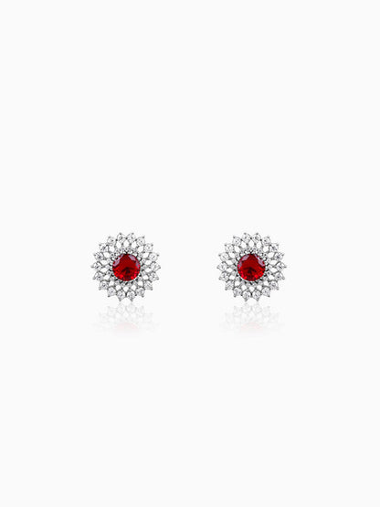 Silver Zircon Ruby Sunshine Studs