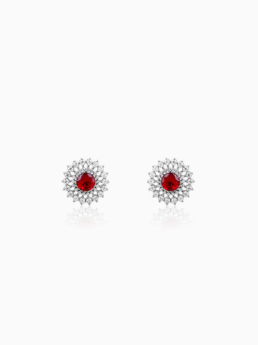 Silver Zircon Ruby Sunshine Studs