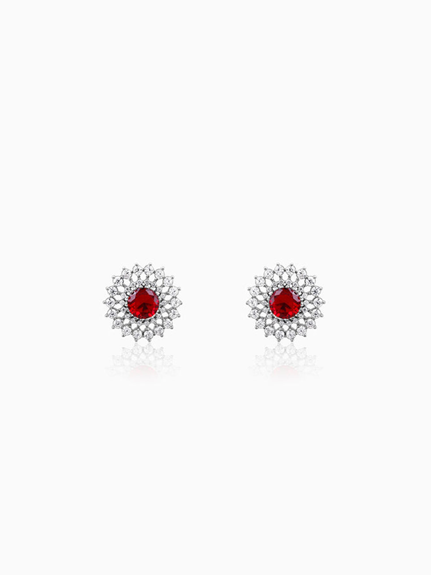 Silver Zircon Ruby Sunshine Studs