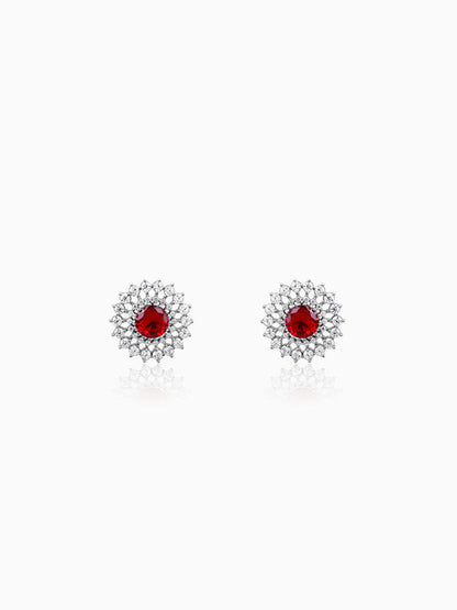 Silver Zircon Ruby Sunshine Studs