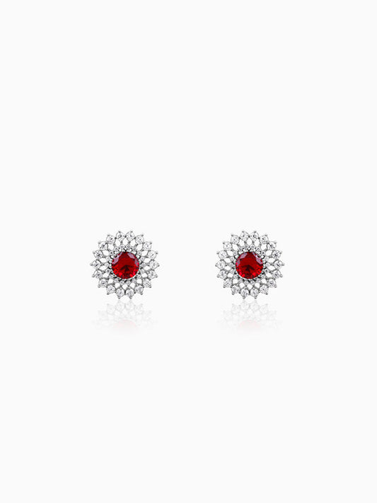 Silver Zircon Ruby Sunshine Studs