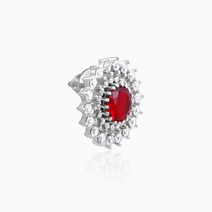 Silver Zircon Ruby Sunshine Studs