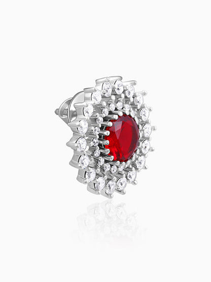 Silver Zircon Ruby Sunshine Studs