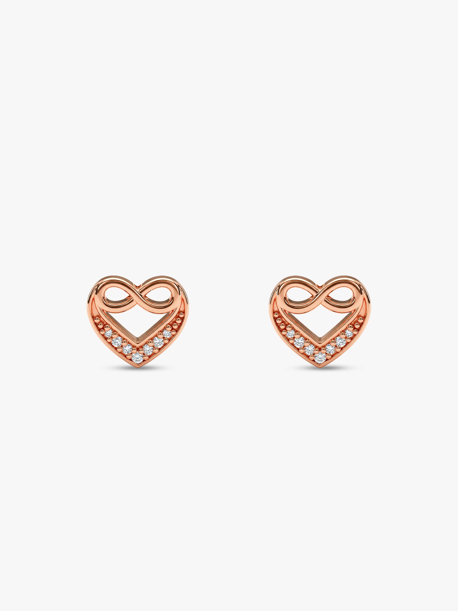 Rose Gold Infinite Love In Heart Earrings