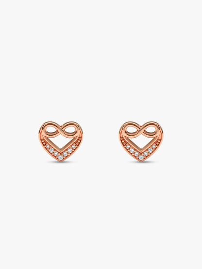 Rose Gold Infinite Love In Heart Earrings
