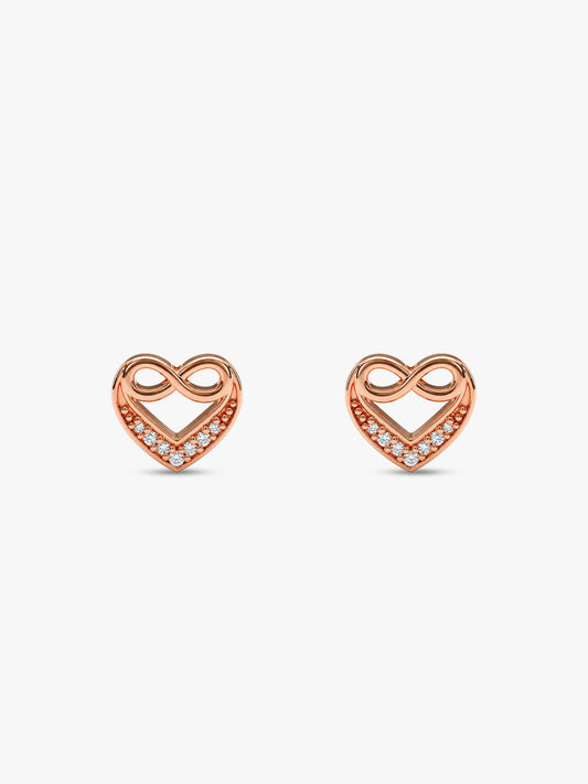 Rose Gold Infinite Love In Heart Earrings