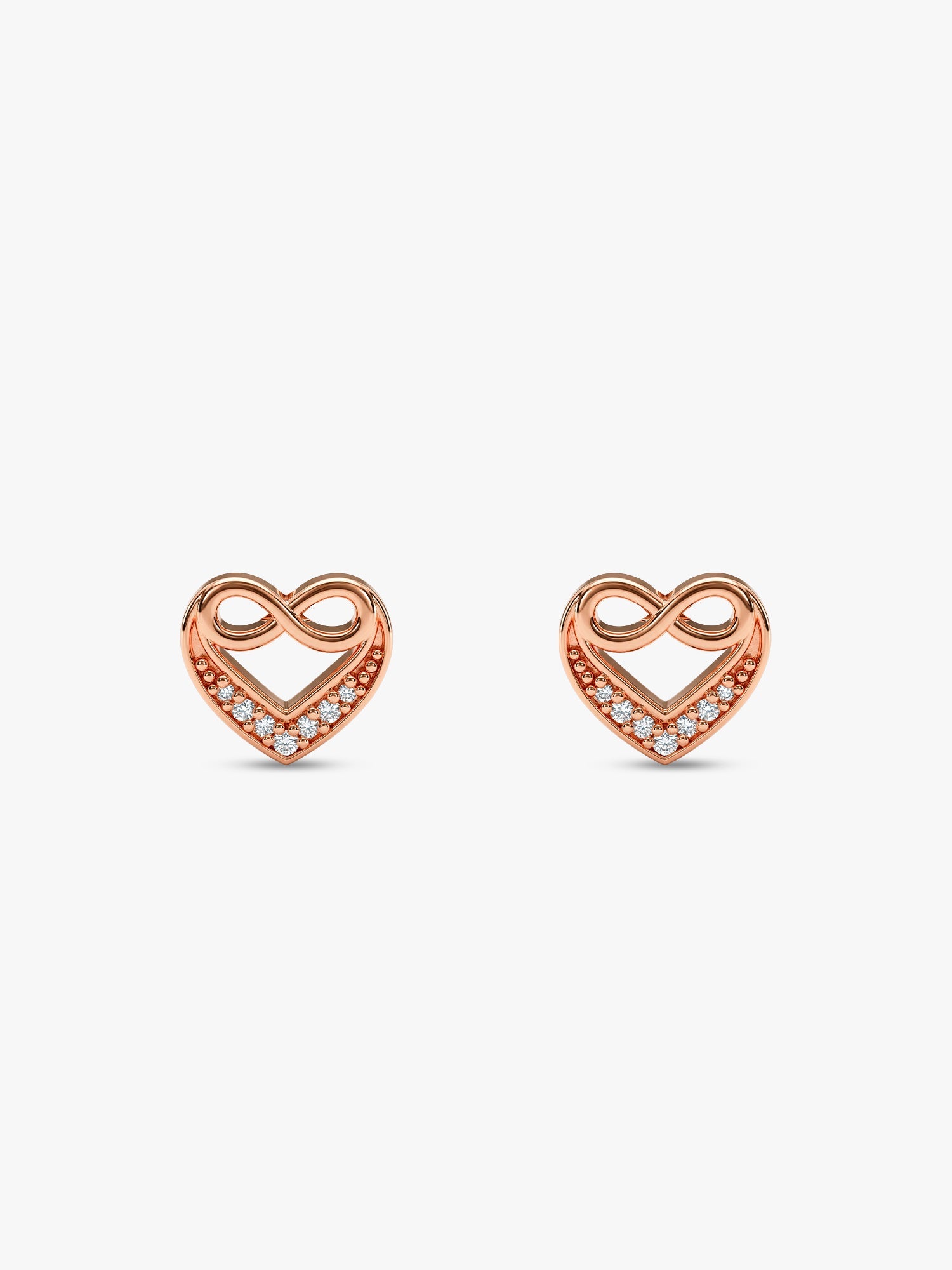 Rose Gold Infinite Love In Heart Earrings